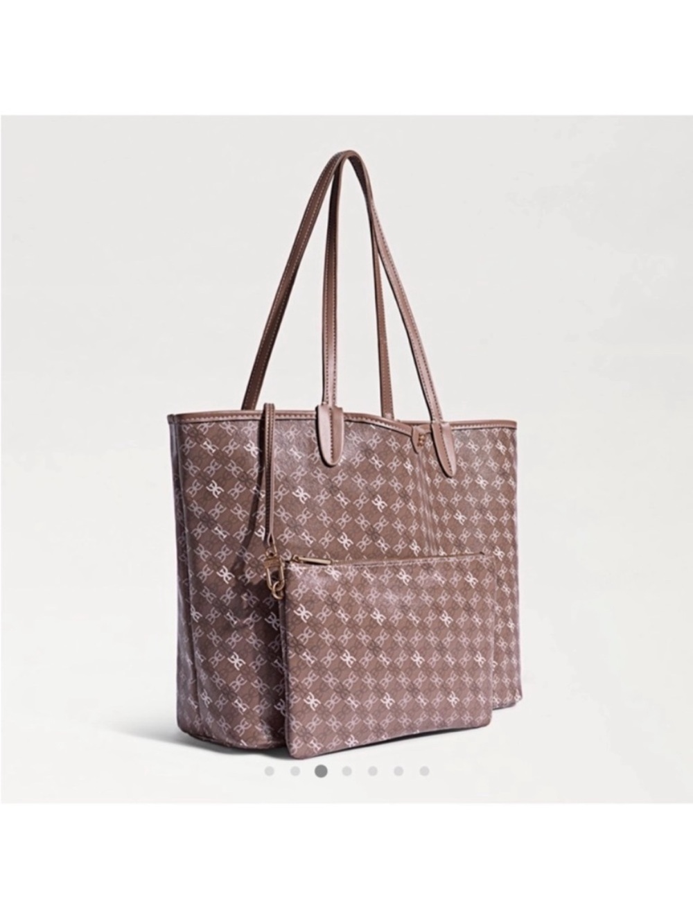 Sam Edelman Taupe Harper Monogram Tote with Matching Pouch NWT